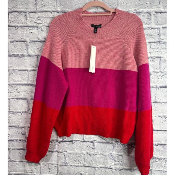 AQUA Colorblock Wool Blend Sweater XL NWT* - Picture 4 of 6